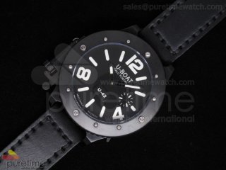 U42 PVD Black Dial White Mark on Black Leather Strap 52mm A6497