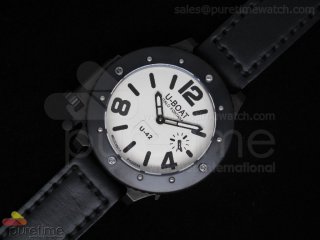 U42 PVD White Dial Black Mark on Black Leather Strap 52mm A6497