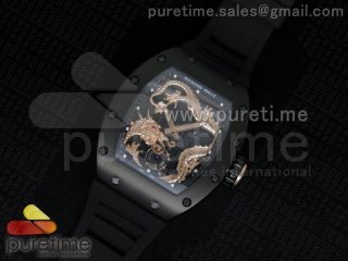 RM057 Dragon-Jackie Chan PVD Rose Gold Dragon Dial on Black Rubber Strap A2824