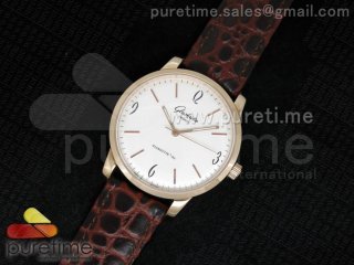 The Senator Sixties RG White Dial on Brown Leather Strap A23J