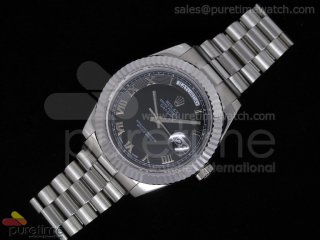 Day-Date II SS Black Dial SS Fluted Bezel on SS/YG Bracelet A23J