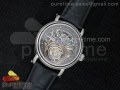 Classic Tourbillon SS AXF Gray Skeleton Dial on Black Leather Strap