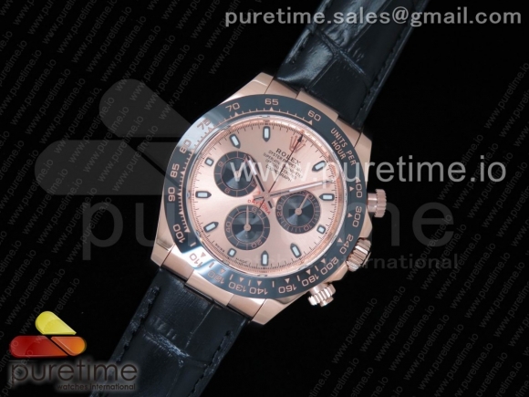 Daytona 116515 Noob 1:1 Best Edition Rose Gold Dial on Black Leather Strap SA4130