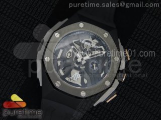 Royal Oak Concept Chrono PVD Black Dial Gray Bezel Schumacher Caseback on Black Rubber Strap Jap Quartz