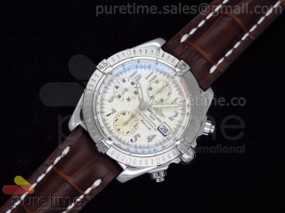 Chronomat Evolution SS White Numeral Dial on Brown Leather Strap A7750