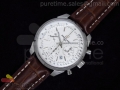 TransOcean Chronograph SS White Dial on Brown Leather Strap A7750