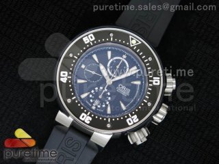 ProDiver 51mm Chrono SS Black Dial on Black Rubber Strap A7750