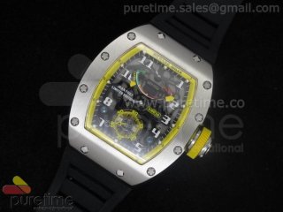 Richard Mille RM036 SS/Yellow on Rubber Strap A23J