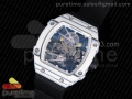 RM027-02 Rafael Nadal White Forge Carbon Bezel Skeleton Dial White Markers on Black Nylon Strap 6T51