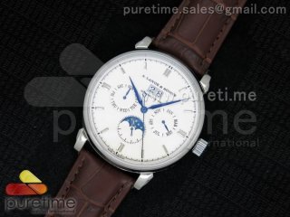 Saxonia Annual Calendar SS White Dial on Brown Leather Strap A21J