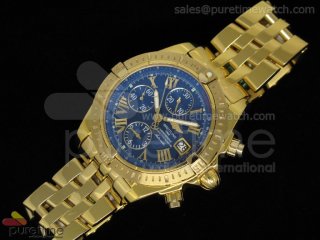 Chronomat Evolution Chrono YG Blue Dial Roman Markers on YG Bracelet A7750