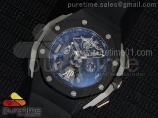 Royal Oak Concept Chrono PVD Black Skeleton Dial PVD Bezel on Black Rubber Strap Jap Quartz