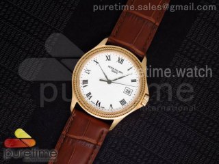 Calatrava Automatic RG White Dial on Brown Leather Strap A324SC