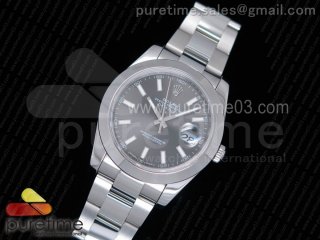 DateJust 41 126300 Noob 1:1 Best Edition Polished Bezel Gray Dial Stick Markers on SS Oyster Bracelet A3235