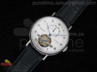 Jubilee Tourbillon 5 Days SS White Dial on Black Leather Strap