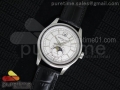 Classic 5205 Moonphase SS White Dial on Black Leather Strap Miyota 9015