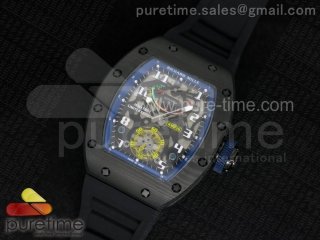 RM 036 Blue PVD Forge Carbon Bezel Skeleton Dial on Black Rubber Strap A23J