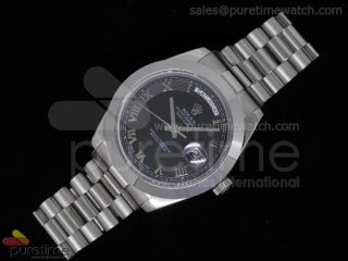 Day-Date II SS Black Dial SS Bezel on SS/YG Bracelet A23J