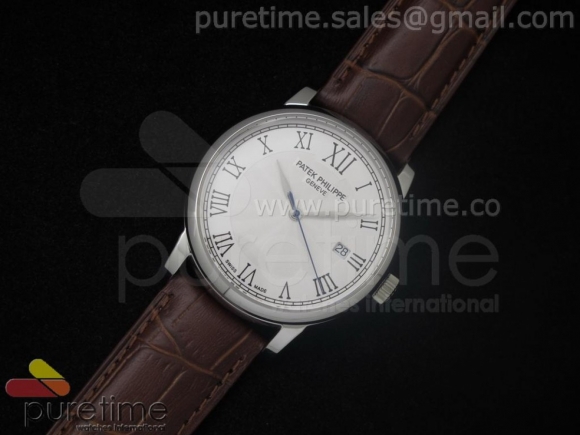 PP Calatrava SS White Dial on Brown Strap A2824