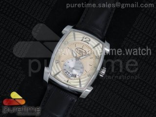 Kalpa Grande SS Cream Textured Dial on Black Leather Strap A331