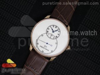 Grande Seconde Enamel RG White Dial on Brown Leather Strap A23J