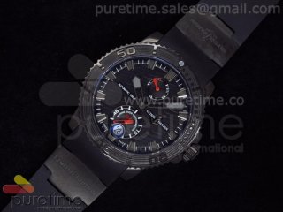 Maxi Marine Diver PVD Black Wavy Dial on Black Rubber Strap A23J