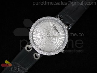 Xtravaganza SS Silver Dial Diamond Bezel on Black Leather Strap Swiss Quartz