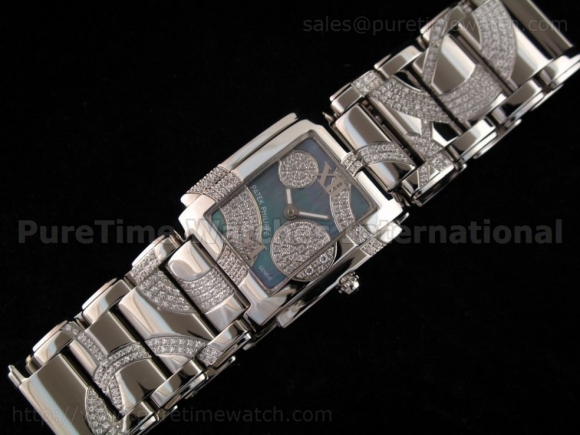 Twenty-4 Medium SS Patterned Diamond Green MOP Dial