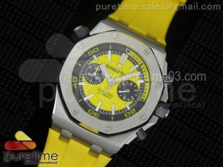 Royal Oak Offshore Diver Chronograph Yellow JF 1:1 Best Edition on Yellow Rubber Strap A3126 V2 (Free XS Strap)