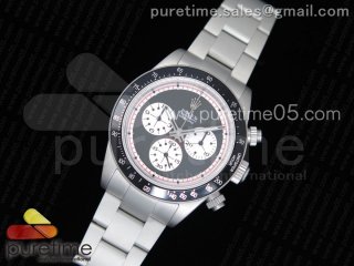 Daytona Newman Sandblasted SS Black/White Dial on SS Bracelet A7750