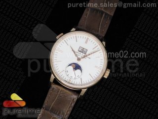 Saxonia Moon Phase RG White Dial on Brown Leather Strap A23J
