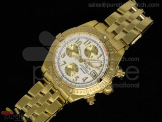 Chronomat Evolution Chrono YG White Dial Arabic Markers on YG Bracelet A7750