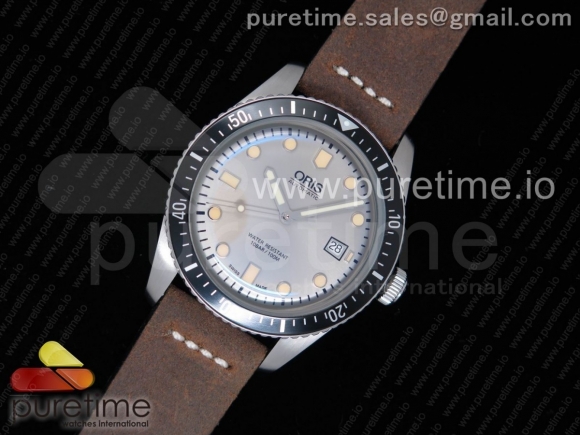 Divers 7720 SS ZZF 1:1 Best Edition Sliver Gray Dial on Brown Leather Strap A2836