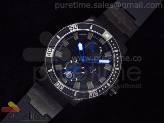 Maxi Marine Diver Monaco 2010 PVD Black/Blue Dial on Rubber Strap A23J