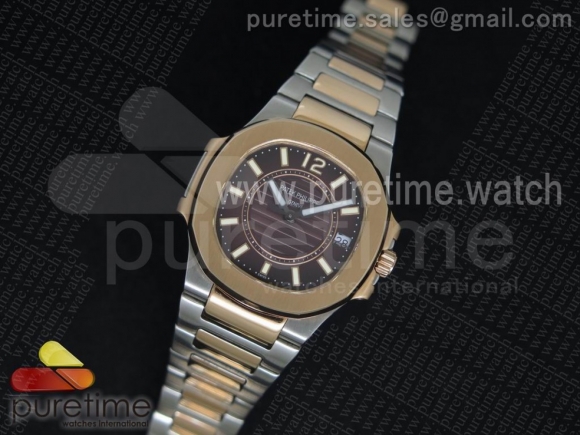 Nautilus Ladies 7011 SS/RG Brown Dial on SS/RG Bracelet Ronda Quartz