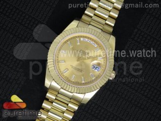Day Date II YG Yellow Gold Dial Crystal Markers on YG Bracelet A3255