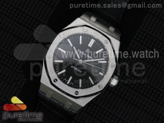 Royal Oak 41mm 15400 Lite Black Dial on Black Leather Strap A3120