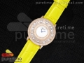 Happy Sport Diamonds RG White MOP Dial on Yellow Leather Strap Swiss Quartz