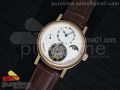 Classique Tourbillon Moonphase RG White Dial on Brown Leather Strap